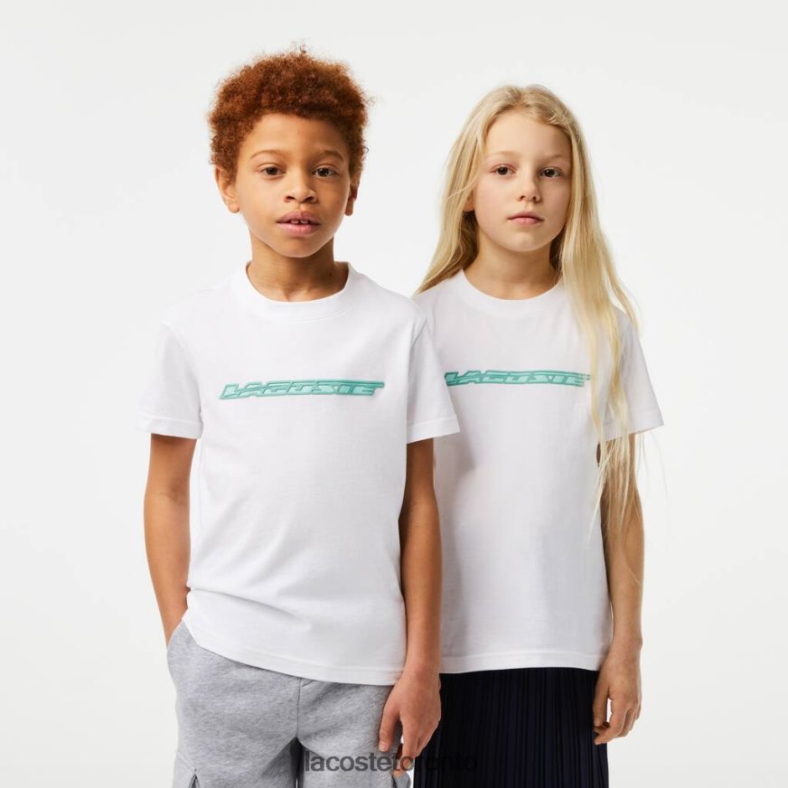 Clothing Lacoste Cotton Jersey T-Shirt with Contrast Marking White Kids Z60BPR3014