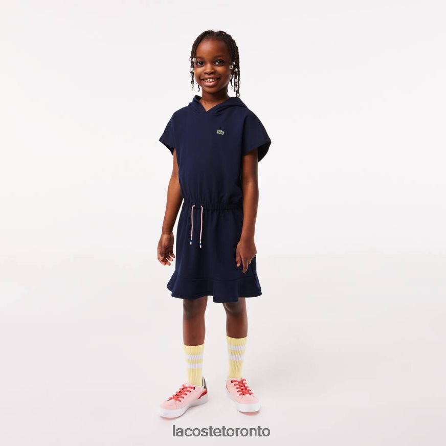 Clothing Lacoste Stretch Pique Sleeveless Sweater Dress Navy Blue Kids Z60BPR3096