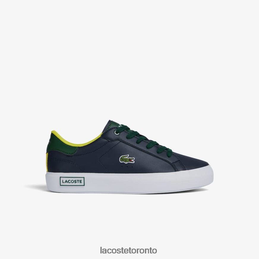 Shoes Lacoste Powercourt Synthetic Popped Heel Sneackers Navy & Green Kids Z60BPR3332