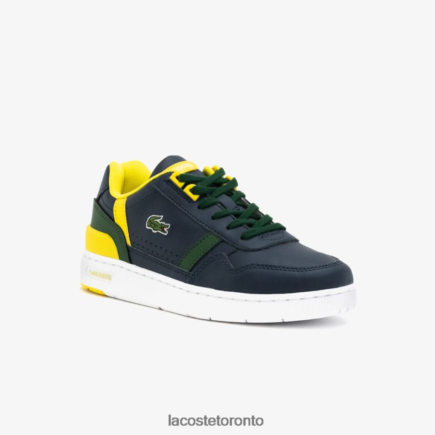 Shoes Lacoste T-Clip Synthetic Color-Pop Sneackers Navy & Green Kids Z60BPR3315