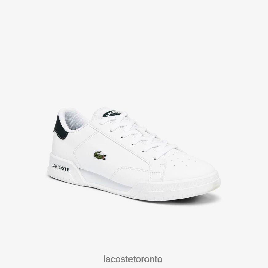Shoes Lacoste Twin Serve Synthetic Sneakers White & Dark Green Kids Z60BPR3320