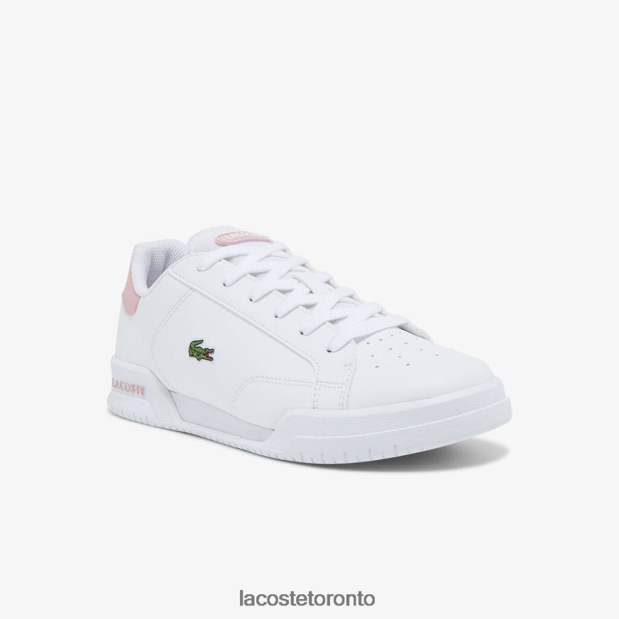 Shoes Lacoste Twin Serve Synthetic Sneakers White & Light Pink Kids Z60BPR3321