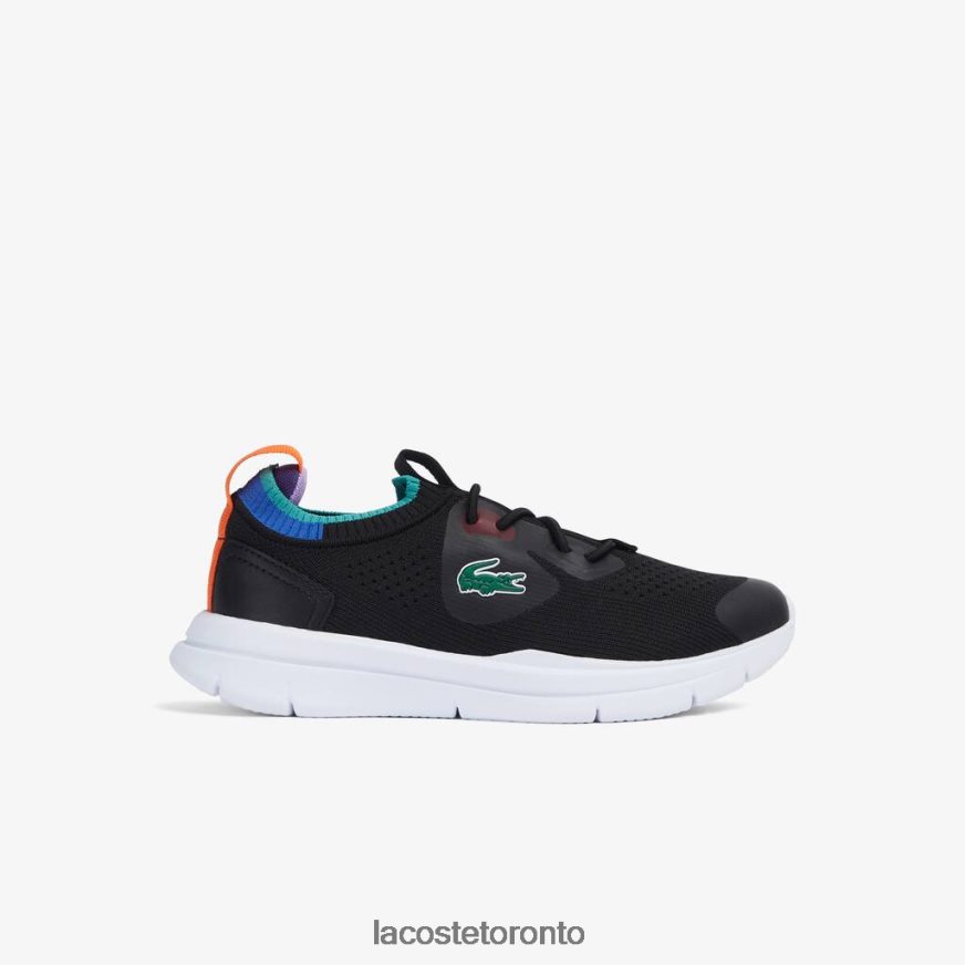 Shoes Lacoste Run Spin Knit Textile Color Contrast Sneakers Black/Blue Kids Z60BPR3298