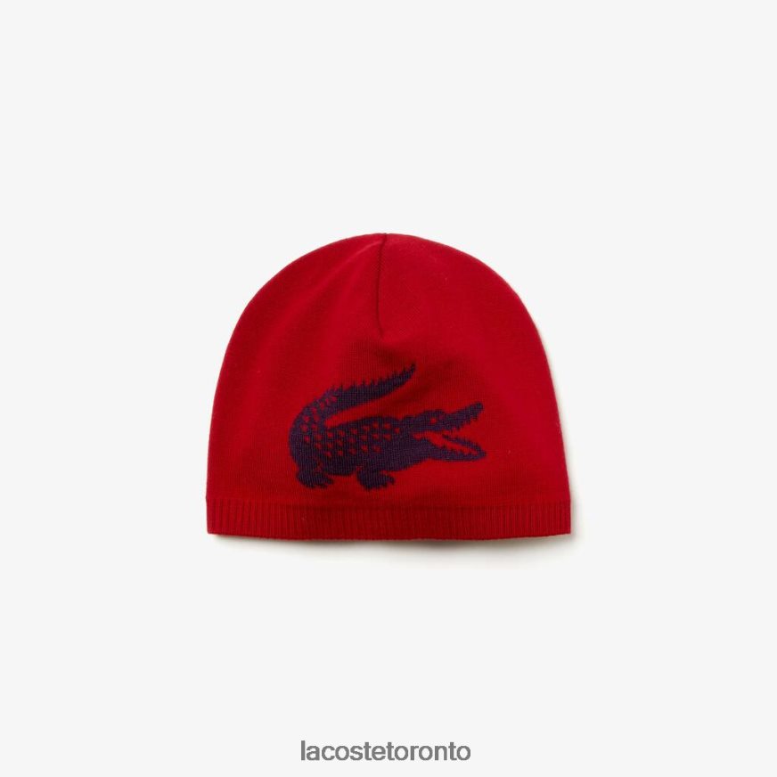 Accessories Lacoste Jacquard Crocodile Wool Beanie Bordeaux Men Z60BPR2310
