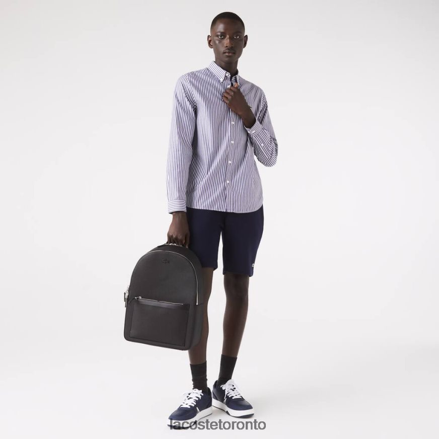 Bags & Leather Goods Lacoste Chantaco Matte Stitched Leather Backpack Black Men Z60BPR2022