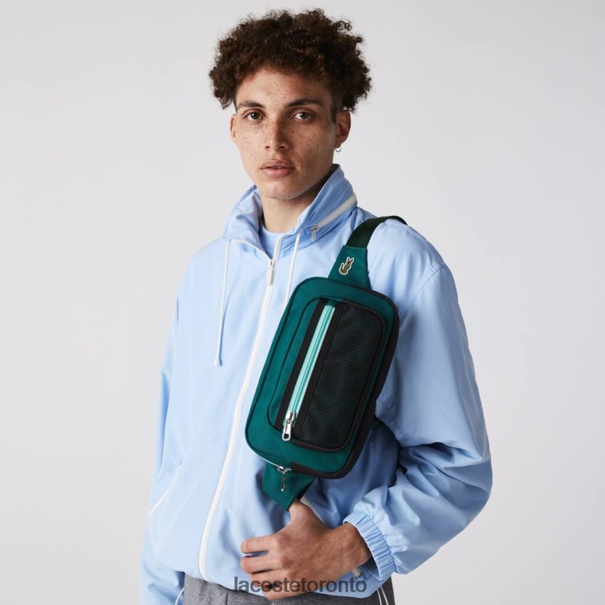 Bags & Leather Goods Lacoste L Outfit Contrast Details Canvas Fanny Pack Swing Vert 132 Spiruline Men Z60BPR2040