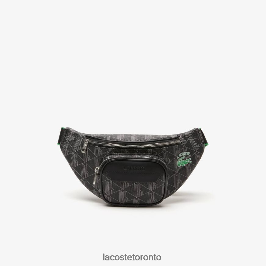 Bags & Leather Goods Lacoste The Blend Monogram Print Belt Bag Mono Noir Gris Estragon Men Z60BPR1949