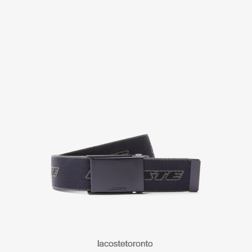 Bags & Leather Goods Lacoste Contrast Branded Canvas Belt Abimes Dark Shadow Noir Men Z60BPR2114