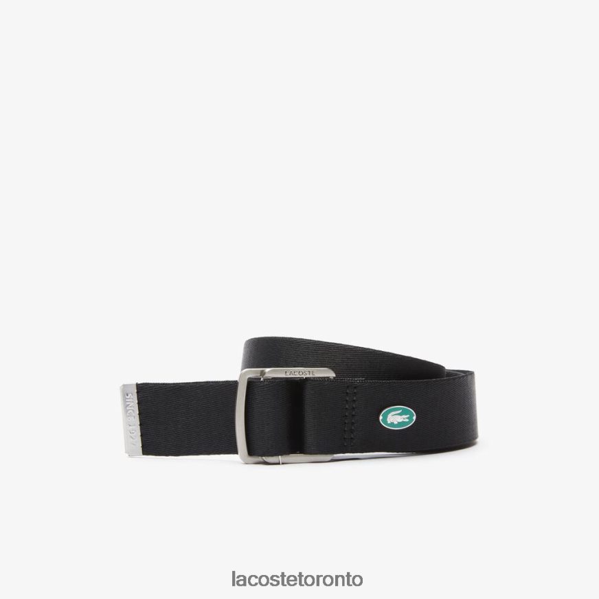 Bags & Leather Goods Lacoste Contrast Crocodile Canvas Belt Black Men Z60BPR2118