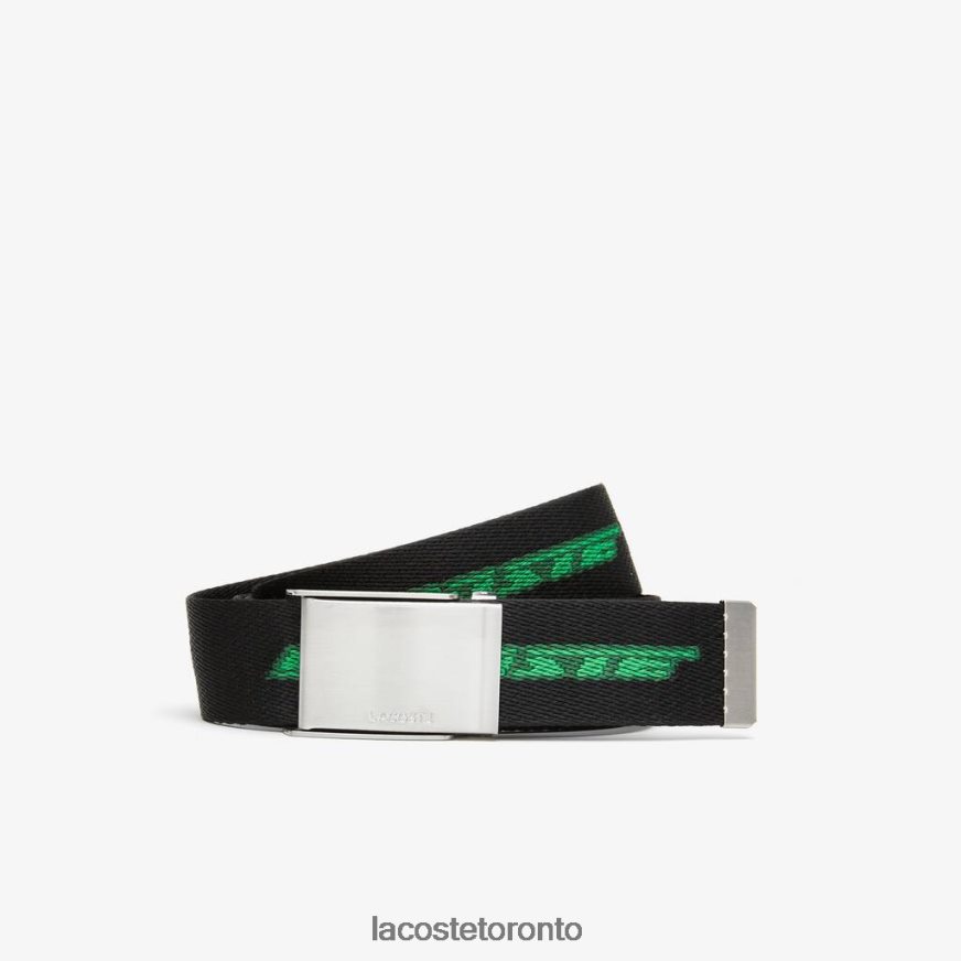 Bags & Leather Goods Lacoste Contrast Logo Print Belt Noir Estragon Vert 132 Men Z60BPR1958