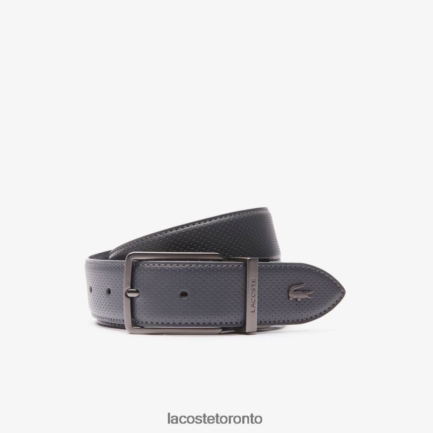 Bags & Leather Goods Lacoste Engraved Buckle Reversible Pique Leather Belt Dark Shadow Men Z60BPR2078