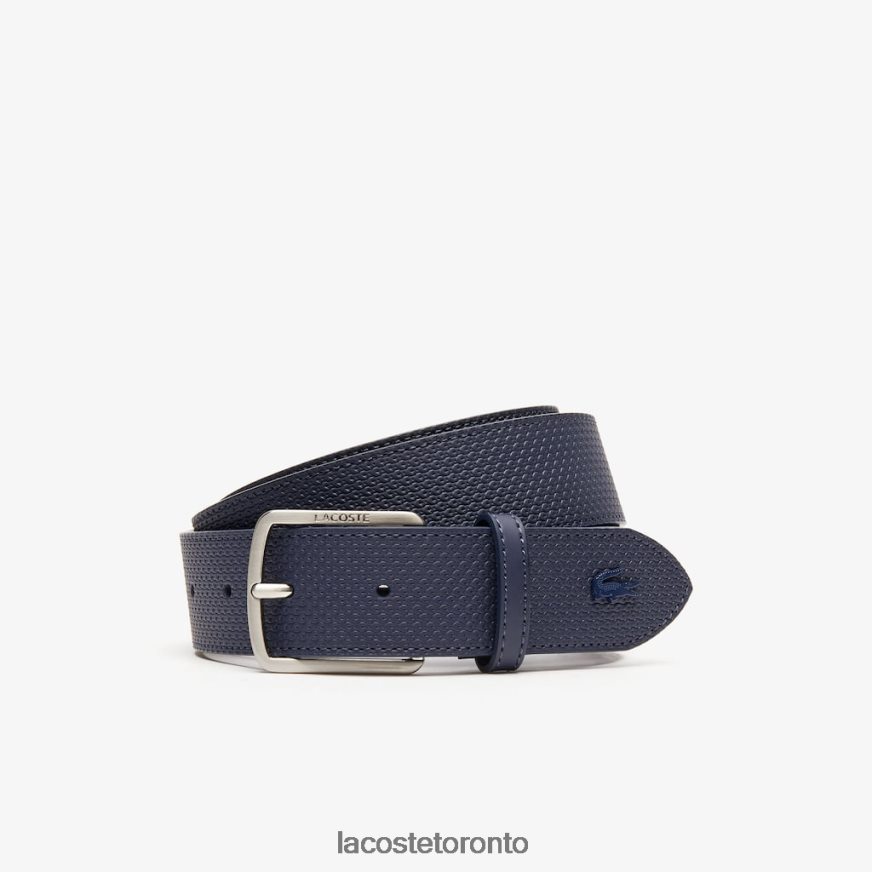 Bags & Leather Goods Lacoste Engraved Buckle Texturised Leather Belt Purple Men Z60BPR2076