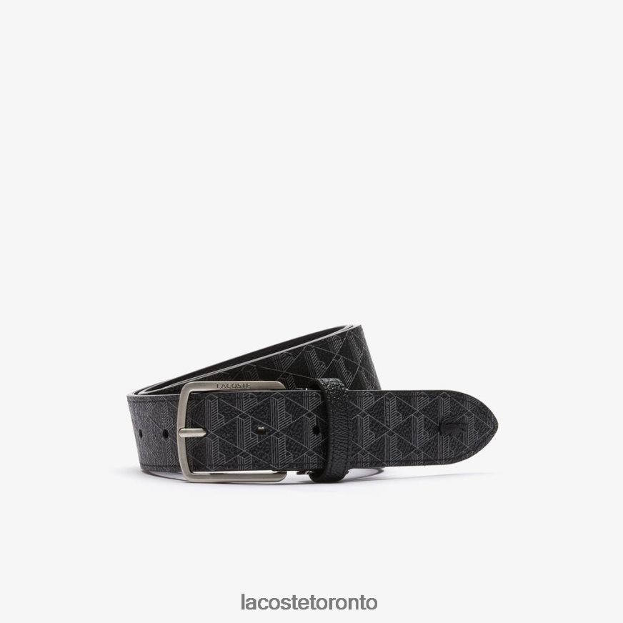 Bags & Leather Goods Lacoste Monogram Tongue Buckle Woven Belt Monogram Noir Gris Men Z60BPR2099