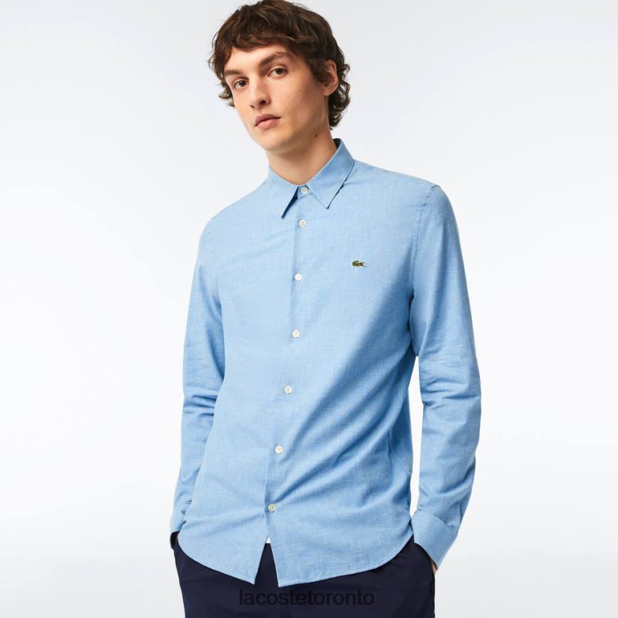 Clothing Lacoste Slim Fit Cotton Chambray Shirt Blue/White Men Z60BPR1520