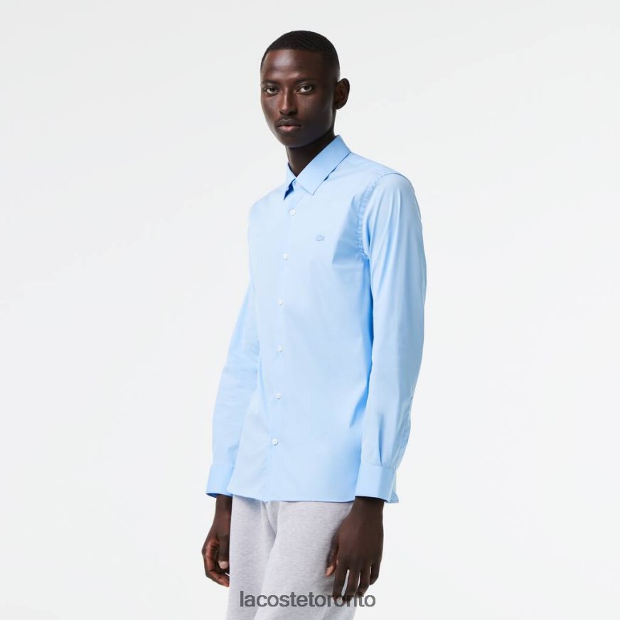 Clothing Lacoste Slim Fit French Collar Cotton Poplin Shirt Blue Men Z60BPR1439