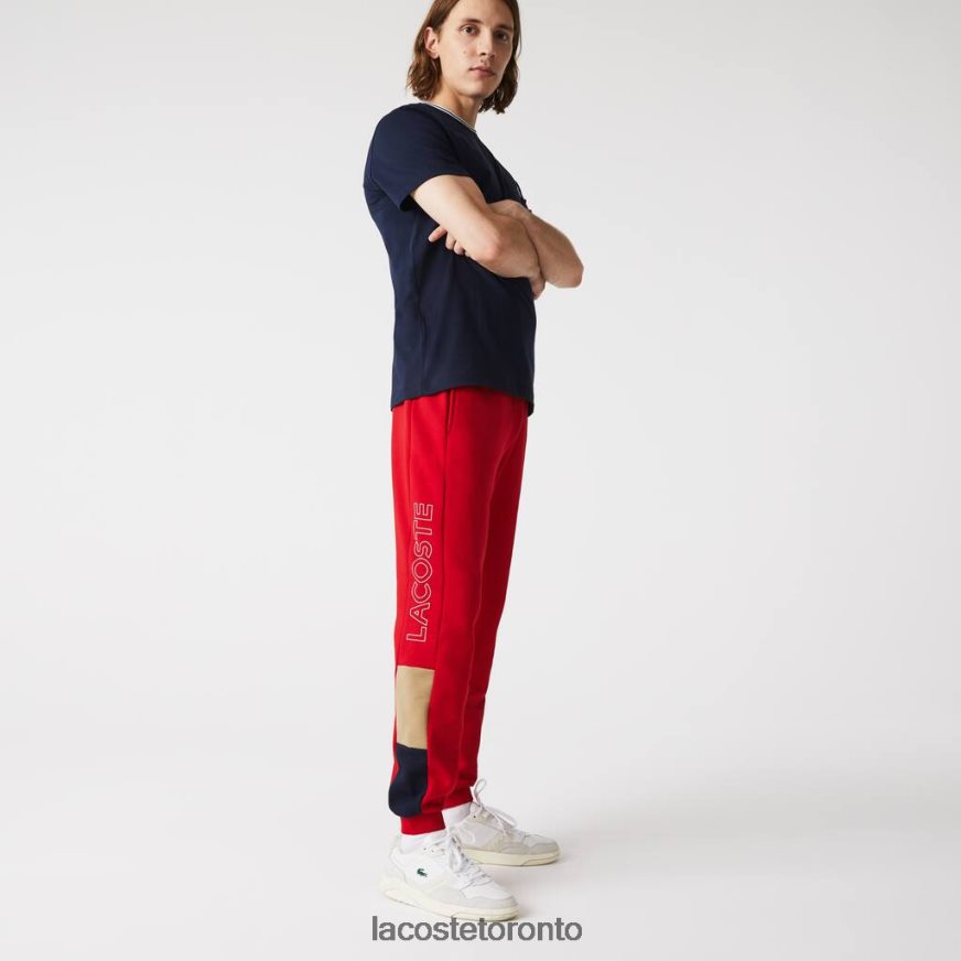 Clothing Lacoste Branded Colorblock Fleece Jogging Pants Red/Beige/Navy Blue Men Z60BPR1109