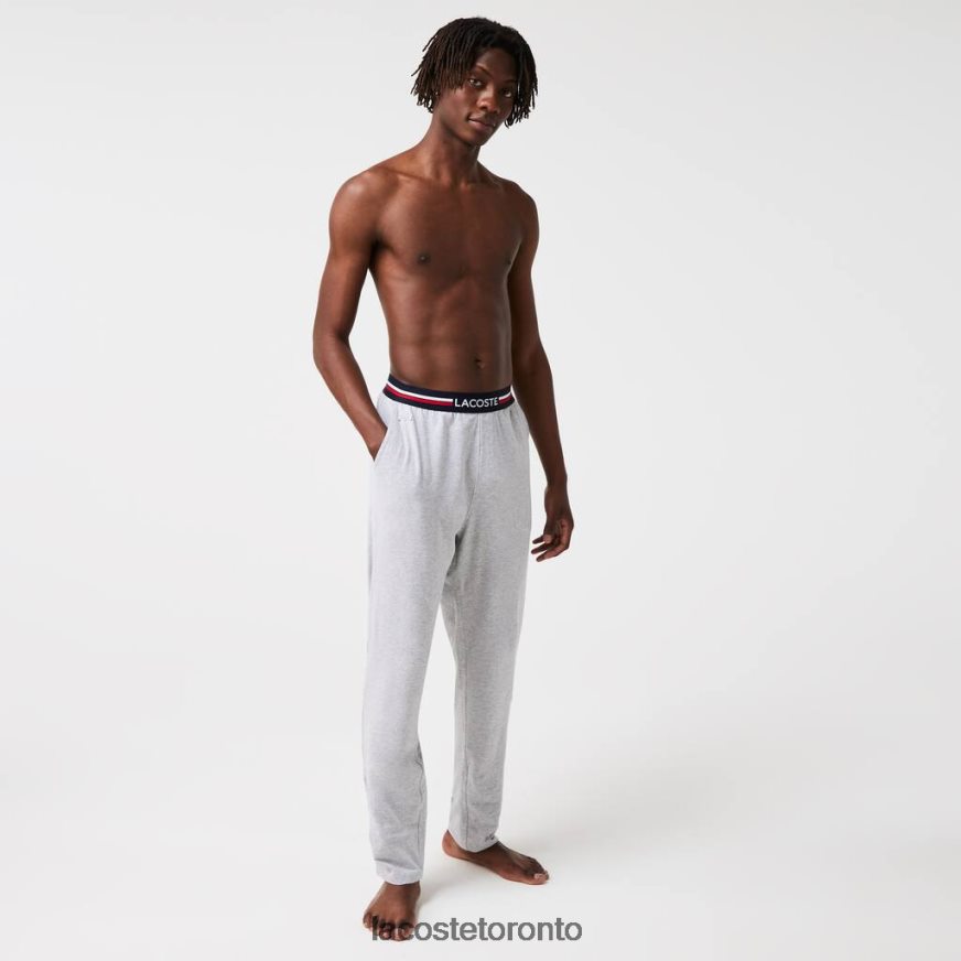 Clothing Lacoste Jersey Three-Tone Waistband Pajama Pants Grey Chine Men Z60BPR1403