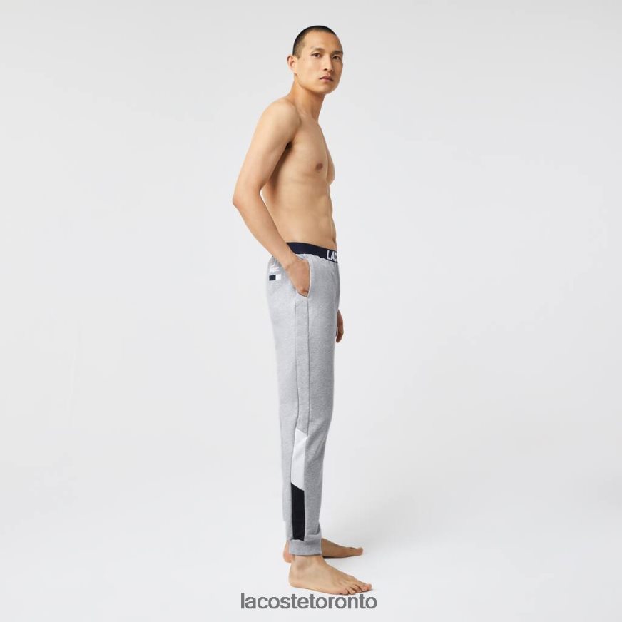 Clothing Lacoste Oversized Logo Fleece Pajama Pants Grey Chine/White/Navy Blue Men Z60BPR1567