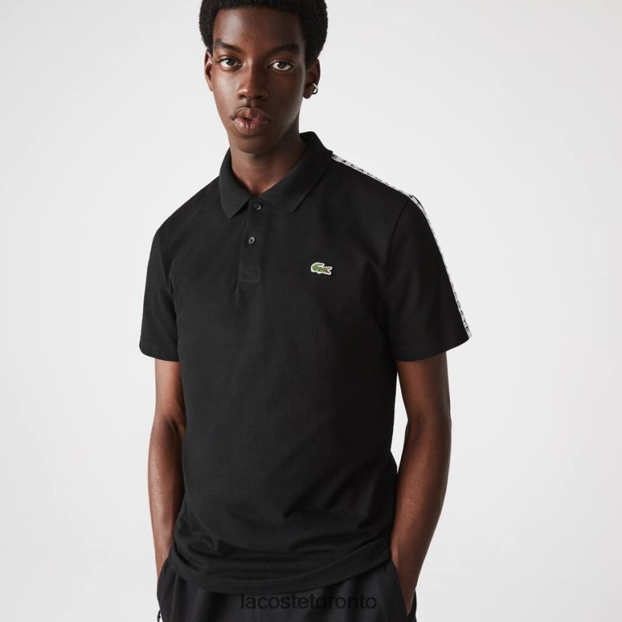 Clothing Lacoste Lettered Band Ultra-Lightweight Cotton Polo Black Men Z60BPR816