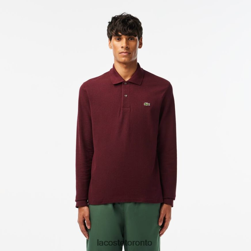 Clothing Lacoste Original L.12.12 Long Sleeve Heathered Polo Bordeaux Men Z60BPR788
