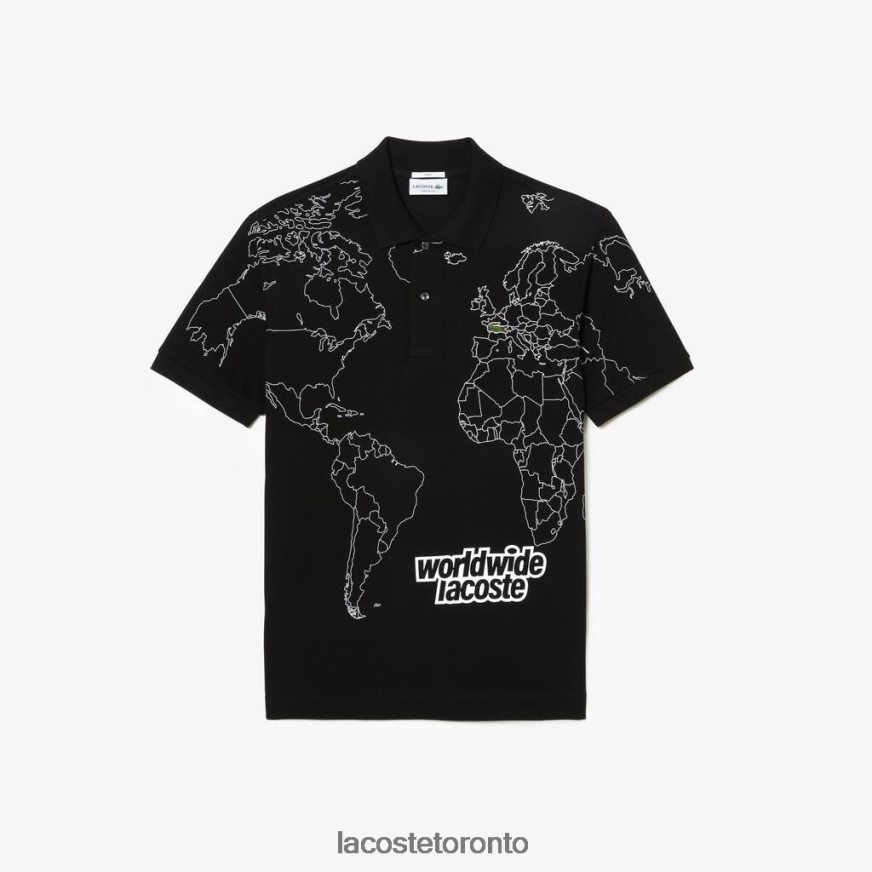 Clothing Lacoste Original L.12.12 Printed Organic Cotton Polo Black Men Z60BPR31