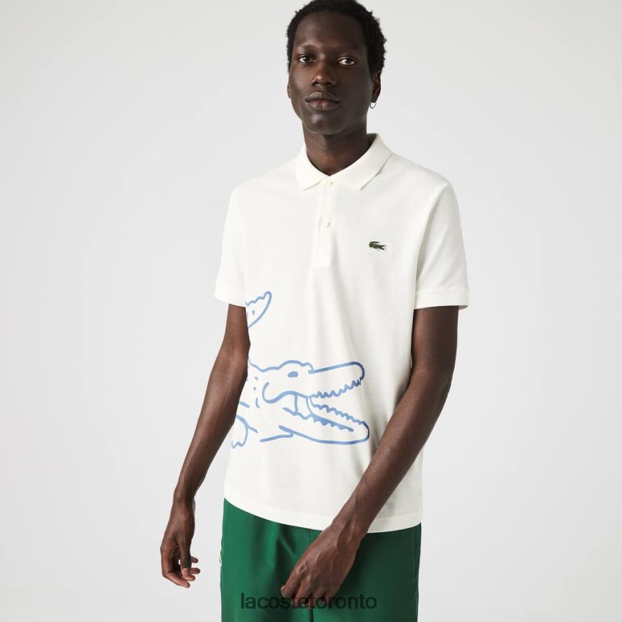 Clothing Lacoste Regular Fit Crocodile Print Cotton Pique Polo White Men Z60BPR649