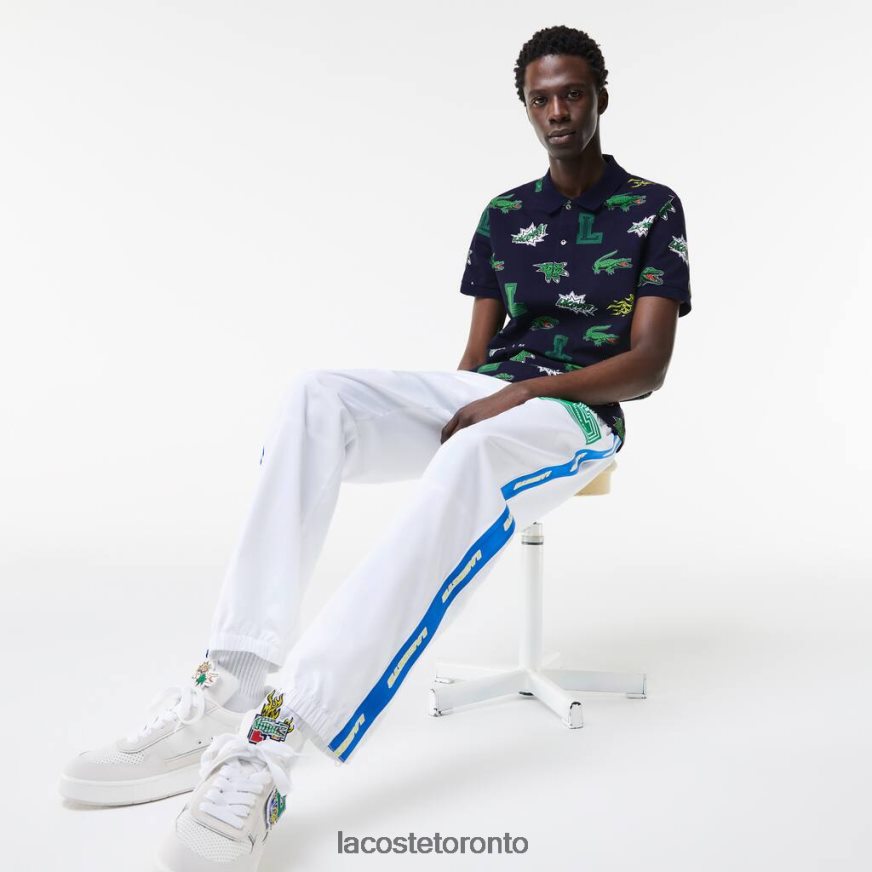 Clothing Lacoste Regular Fit Crocodile Print Polo Navy Blue/White Men Z60BPR631