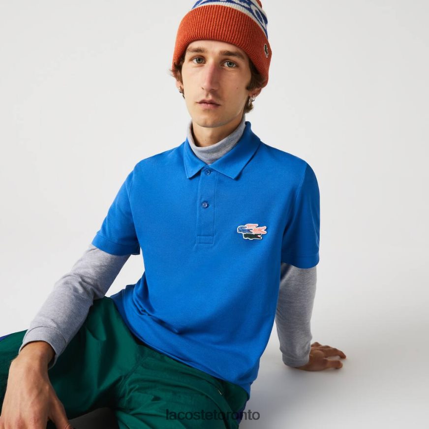 Clothing Lacoste Regular Fit Crocodiles Organic Cotton Polo Shirt Blue Men Z60BPR844
