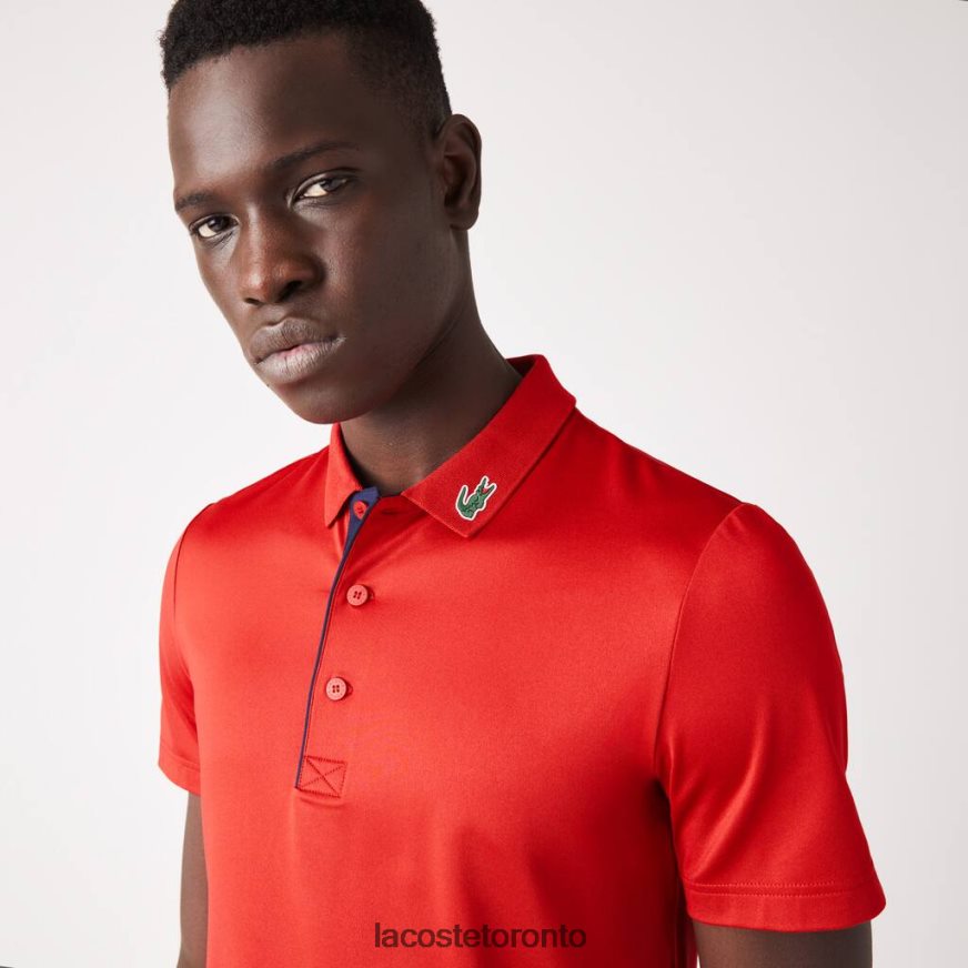 Clothing Lacoste SPORT Jersey Golf Polo Shirt Red/Navy Blue Men Z60BPR597