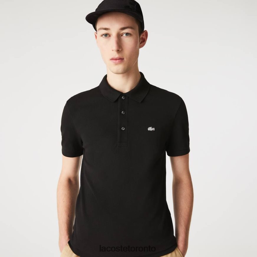 Clothing Lacoste Slim Fit Petit Pique Stretch Polo Black Men Z60BPR565