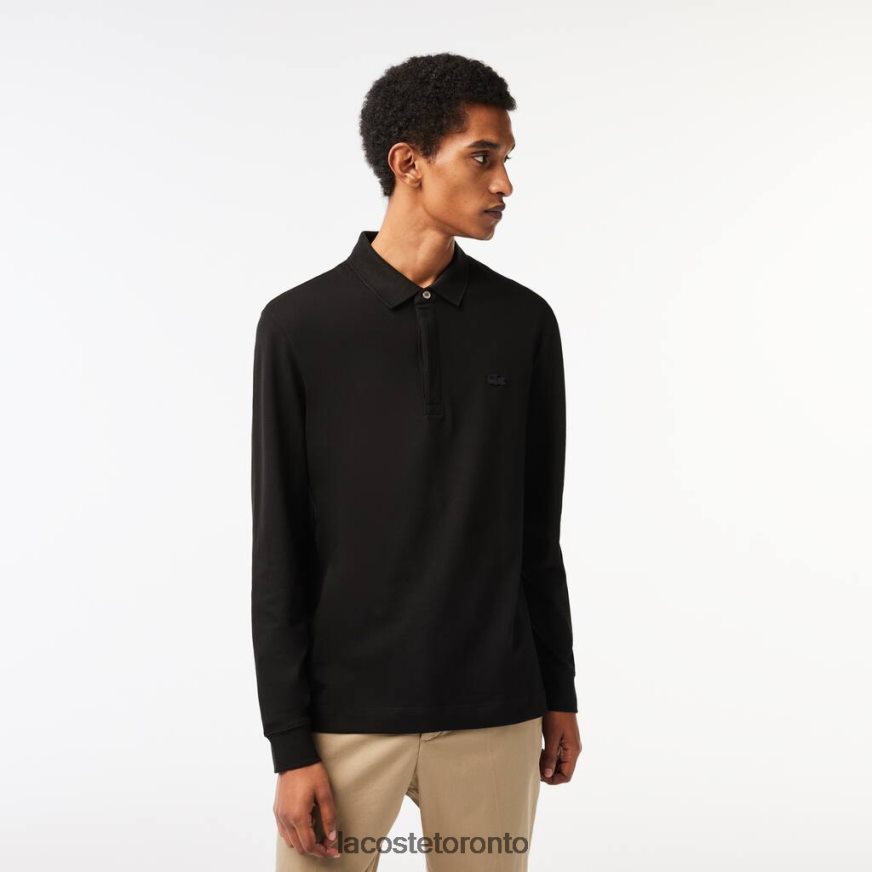 Clothing Lacoste Smart Paris long sleeve stretch cotton pique Polo Black Men Z60BPR667
