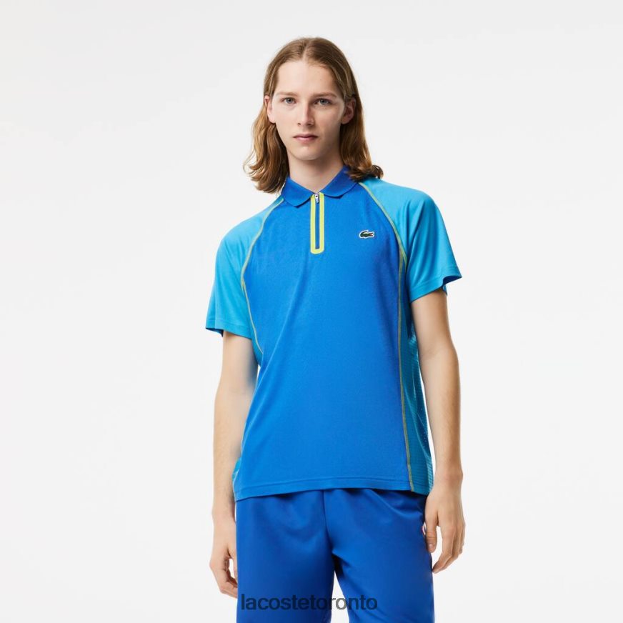 Clothing Lacoste Tennis Recycled Polyester Polo with Ultra-Dry Technology Blue/Yellow Men Z60BPR138