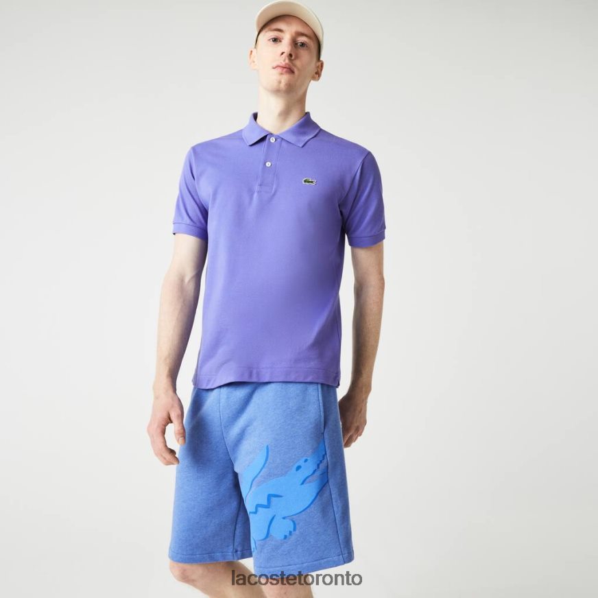 Clothing Lacoste Oversized Crocodile Print Organic Cotton Fleece Shorts Blue Chine Men Z60BPR1419