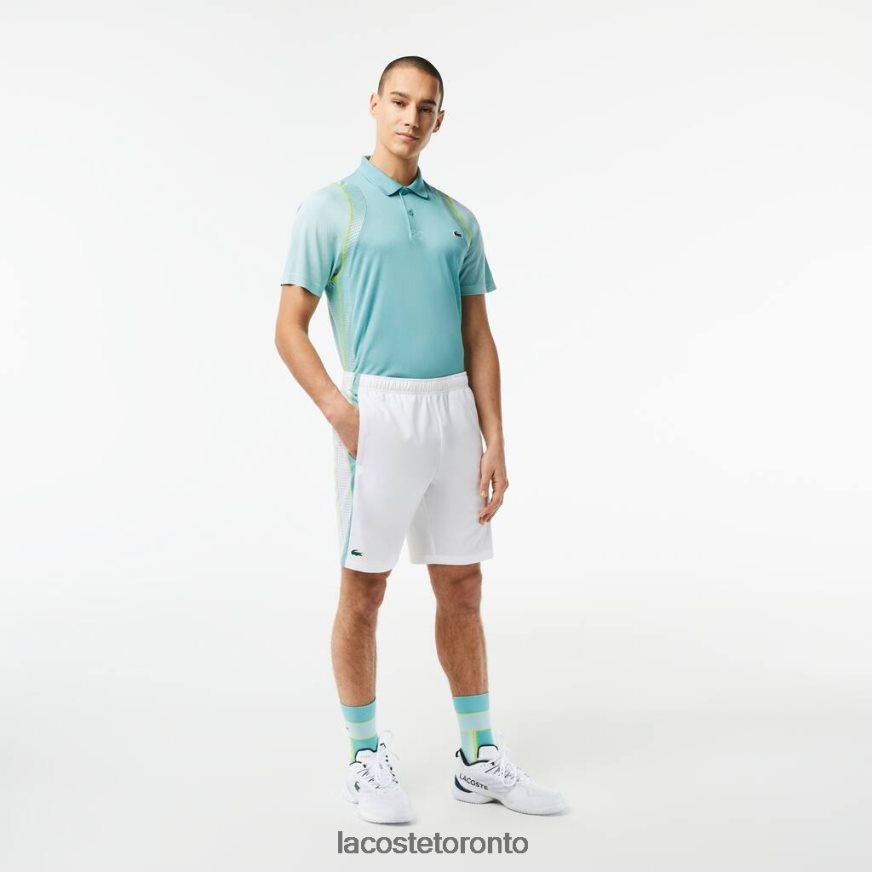 Clothing Lacoste Recycled Polyester Tennis Shorts White/Green/Yellow Men Z60BPR427