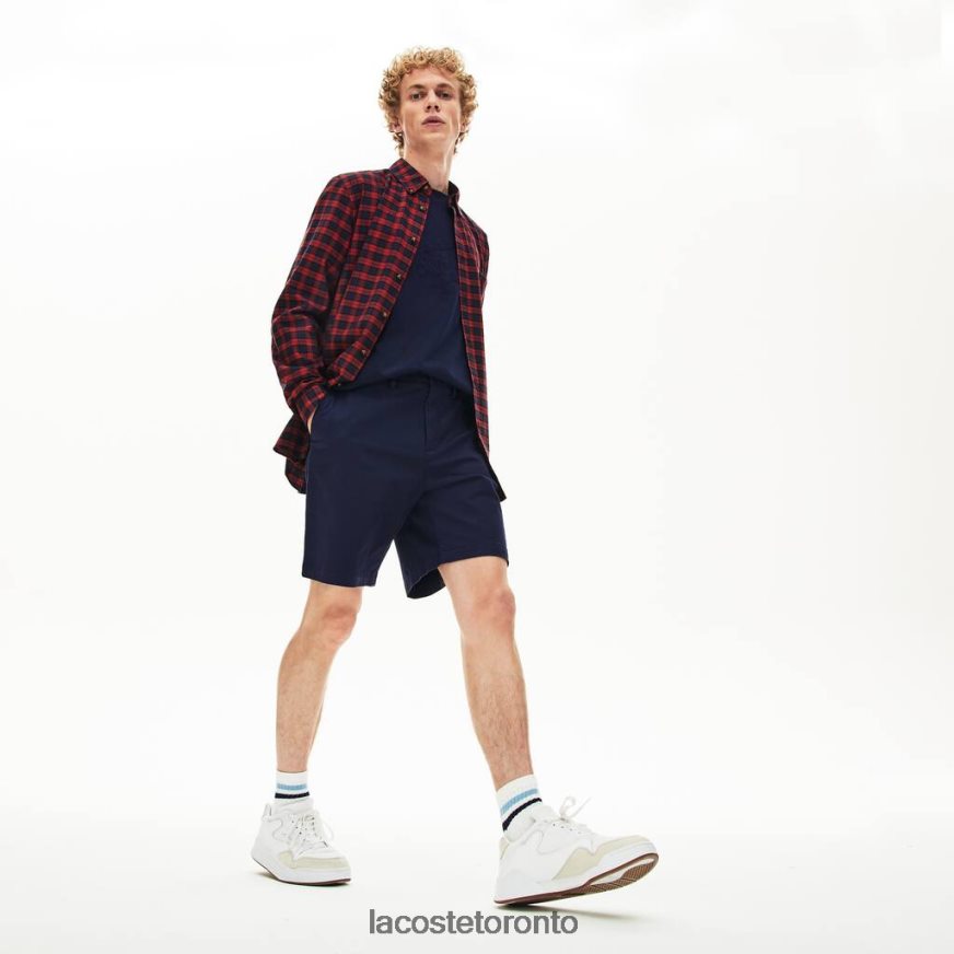 Clothing Lacoste Regular Fit Cotton Gabardine Bermuda Shorts Navy Blue Men Z60BPR1619