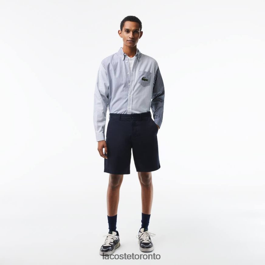 Clothing Lacoste Regular Fit Stretch Organic Cotton Bermuda Shorts Navy Blue Men Z60BPR436