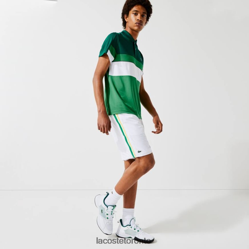Clothing Lacoste SPORT Contrast Bands Lightweight Shorts White/Green/Yellow Men Z60BPR1364