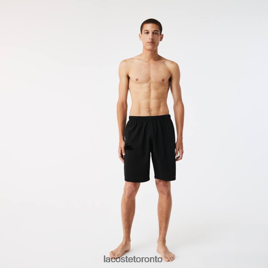 Clothing Lacoste Velour Crocodile Cotton Fleece Lounge Shorts Black Men Z60BPR1480