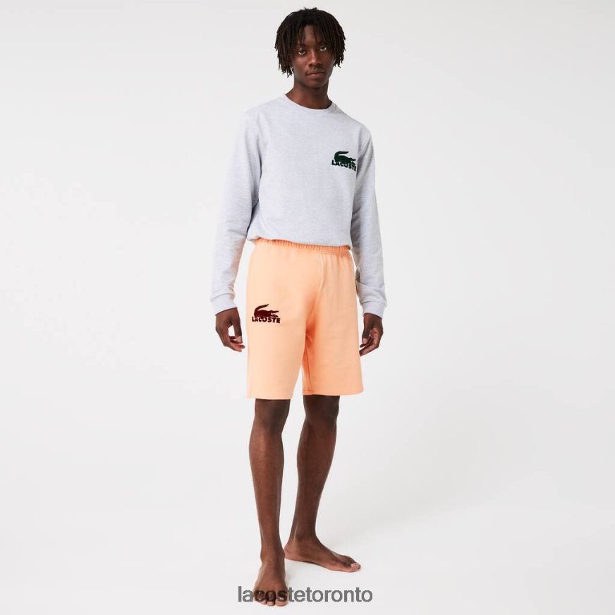 Clothing Lacoste Velour Crocodile Cotton Fleece Lounge Shorts Light Orange/Bordeaux Men Z60BPR1482