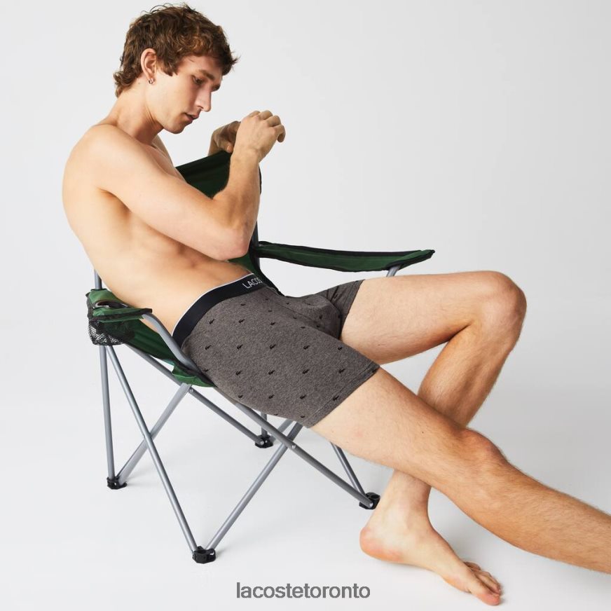 Clothing Lacoste Branded Waist Long Stretch Cotton Boxer Brief 3-Pack Black/Grey Chine Men Z60BPR1429