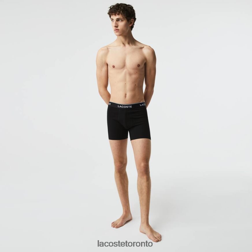 Clothing Lacoste Long Stretch Cotton Boxer Brief 3-Pack Black Men Z60BPR1406
