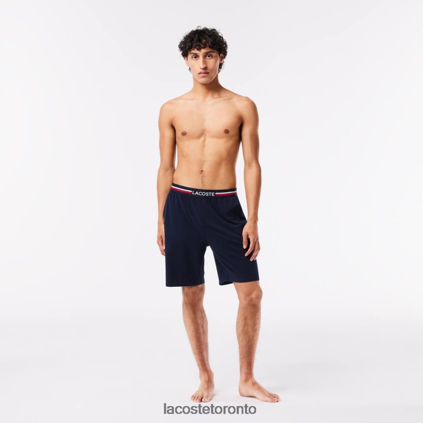 Clothing Lacoste Striped-Waist Long Boxer Briefs Navy Blue Men Z60BPR1376