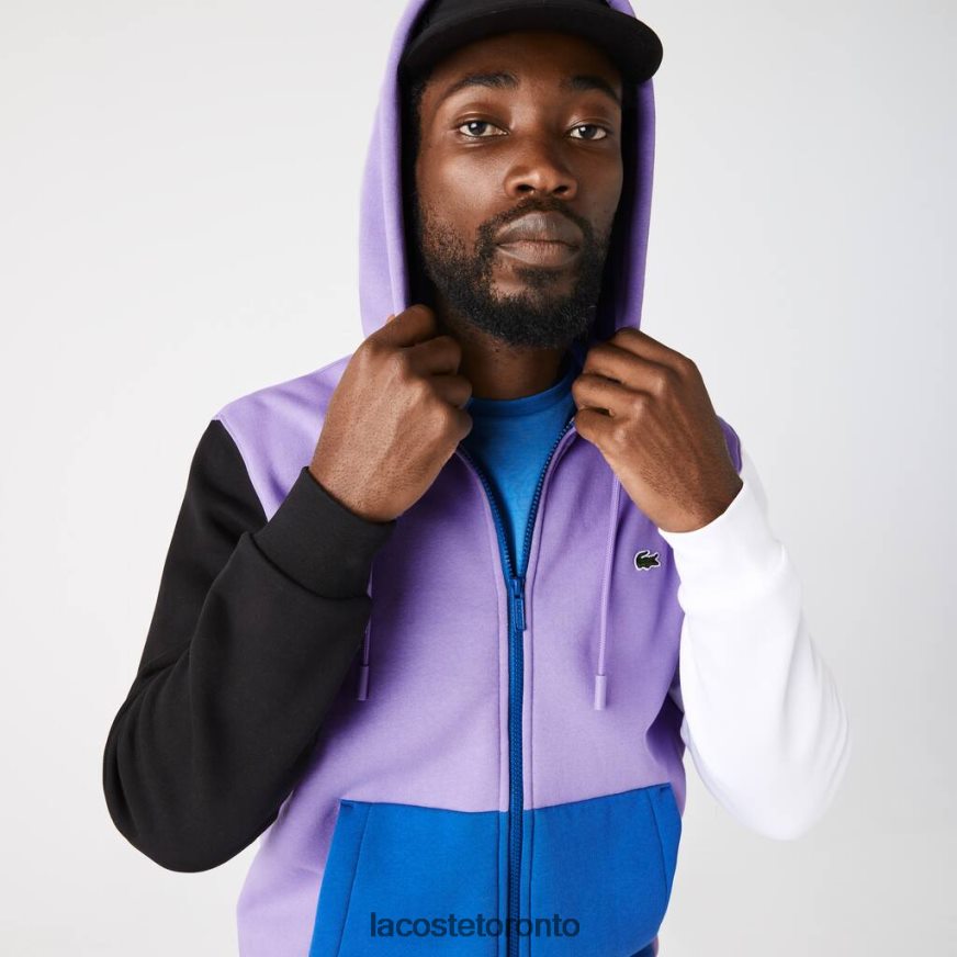 Clothing Lacoste Classic Fit Color-Block Hooded Zip Sweatshirt Purple/Black/White/Blue Men Z60BPR1082