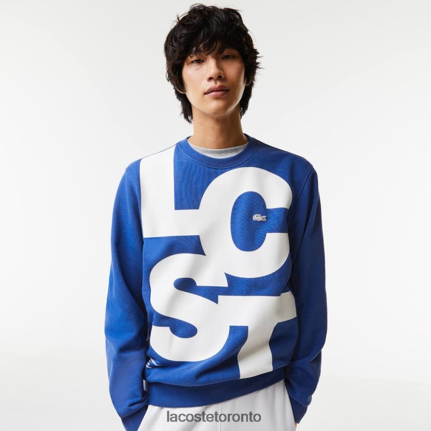 Clothing Lacoste Classic Fit Contrast Lettering Cotton Sweatshirt Blue Men Z60BPR1042