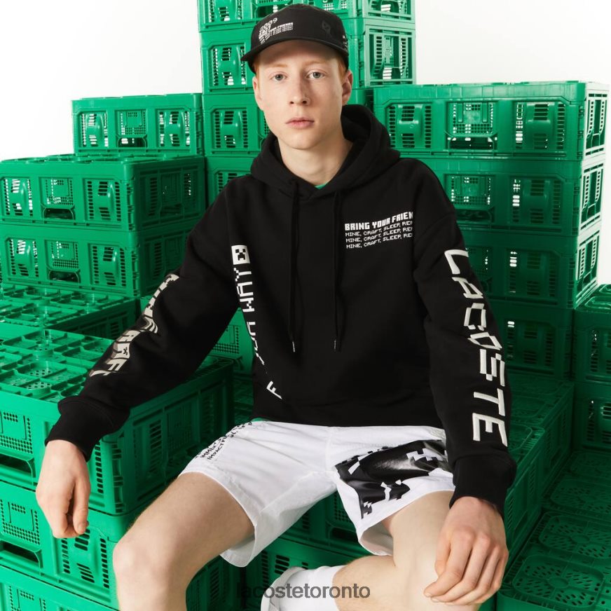 Clothing Lacoste LIVE x Minecraft Loose Fit Fleece Hoodie Black Men Z60BPR1166