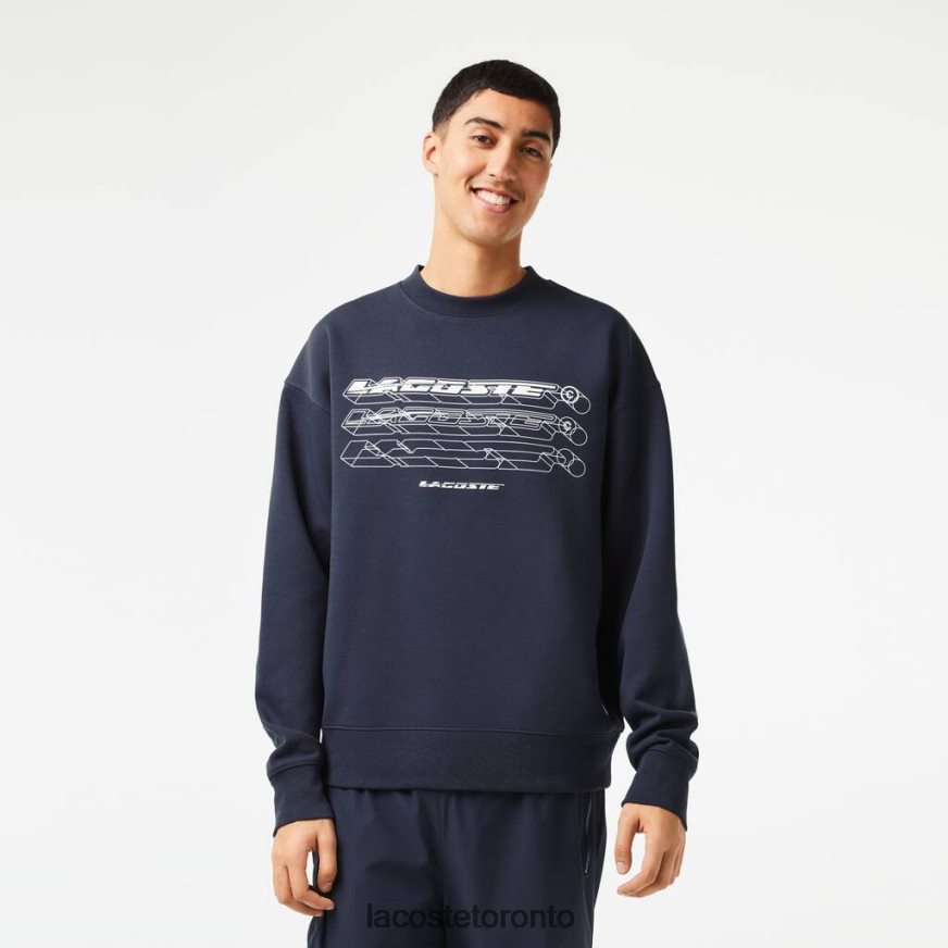 Clothing Lacoste Loose Fit Branded Sweatshirt Blue Men Z60BPR7