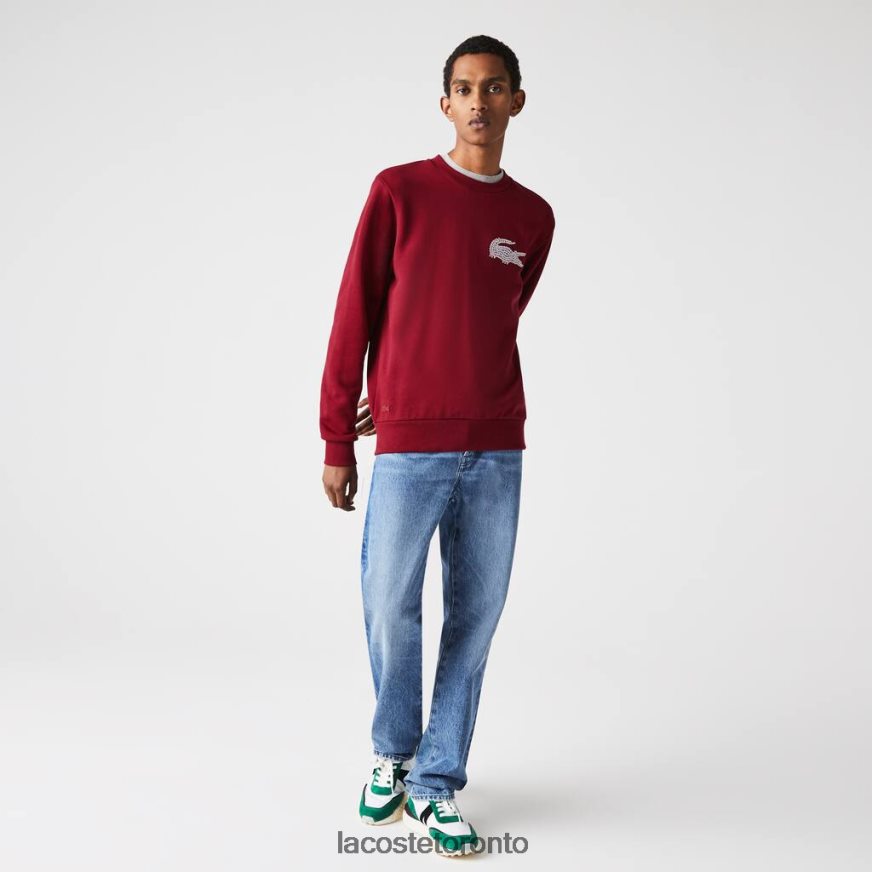 Clothing Lacoste Made In France Organic Cotton Fleece Sweatshirt Bordeaux Men Z60BPR1182