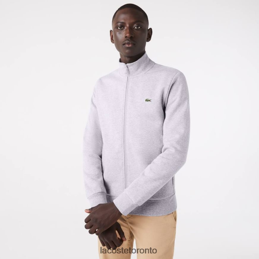 Clothing Lacoste Regular Fit Brushed Fleece Zippered Sweatshirt Grey Chine Men Z60BPR1272
