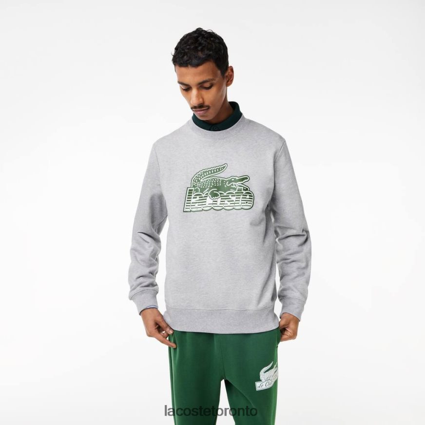 Clothing Lacoste Round Neck Unbrushed Fleece Sweatshirt Grey Chine Men Z60BPR301