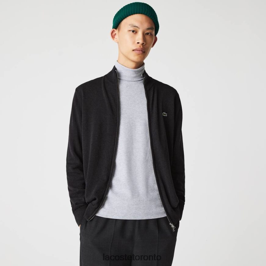 Clothing Lacoste Stand-Up Collar Organic Cotton Zippered Sweater Grey Men Z60BPR462